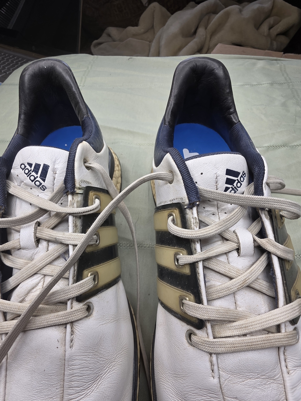 Adidas Tour360 Boost Golf Shoes - Men's Size 9 - White Black Gold Q44822